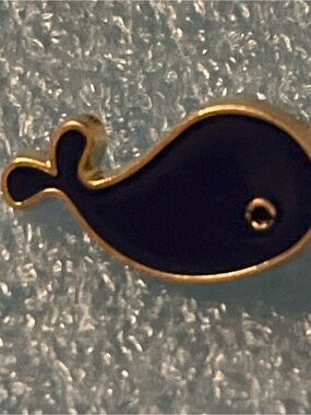 Navy Whale Enamel Pin - Gold Trim